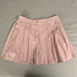 forever 21 pink high waisted pleated skirt with side zip and shorts underneath